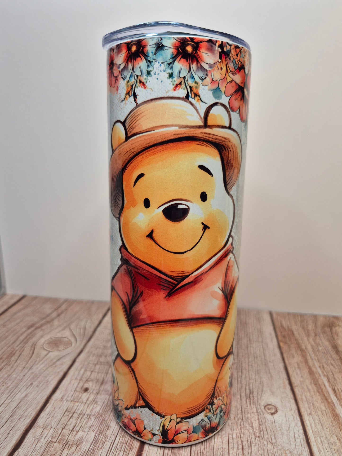 Bear (Pooh) 20oz Stainless Steel Tumbler with Straw and Cleaning Brush