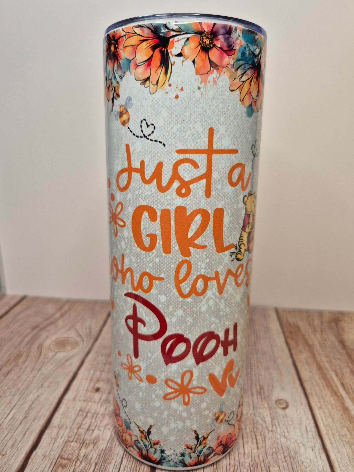 Bear (Pooh) 20oz Stainless Steel Tumbler with Straw and Cleaning Brush